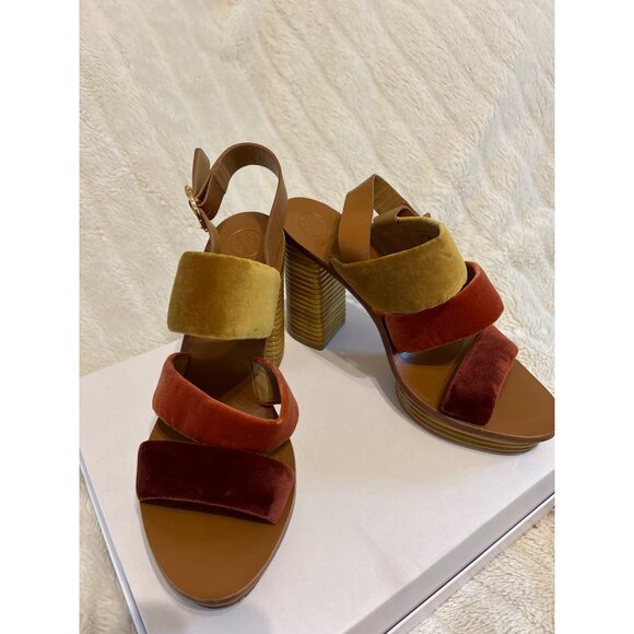 Tory Burch | Shoes | Tory Burch Velvet Block Heel Sandals  Tory Burch Velvet Block Heel Sandals 7.5M